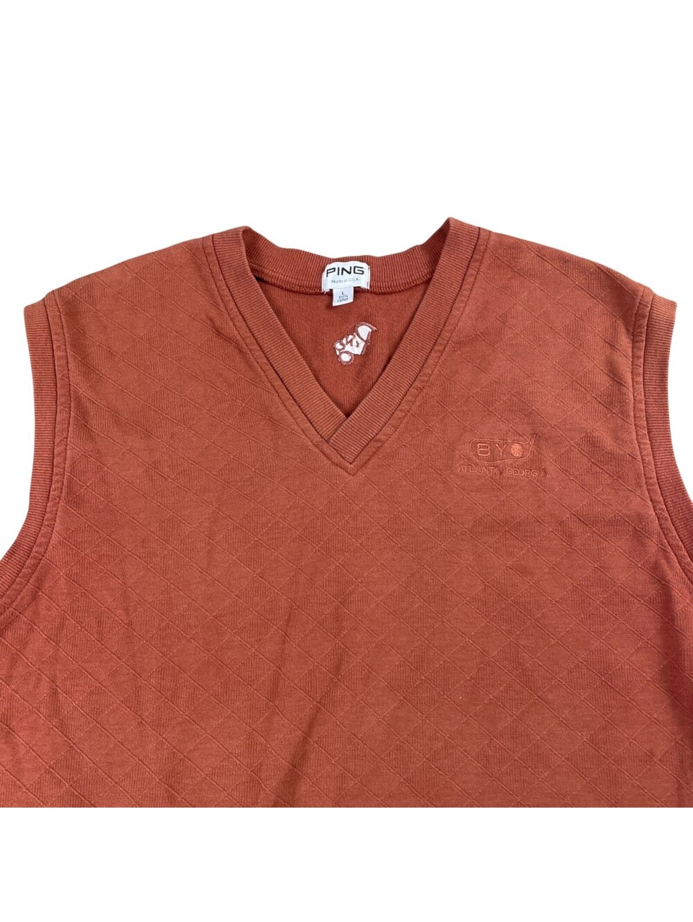 Vtg. Ping Golf Knit Sweater Vest Men's Large Orange Cotton USA Made